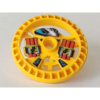 yellow technic disk 5 x 5 - roborider talisman wheel dynamite mold with robot pattern