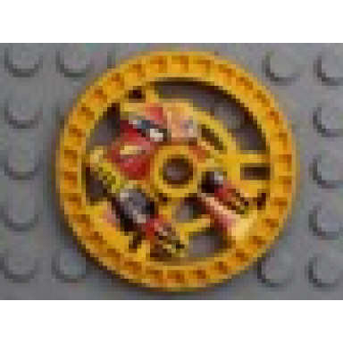 yellow technic disk 5 x 5 - roborider talisman wheel flame mold with robot pattern