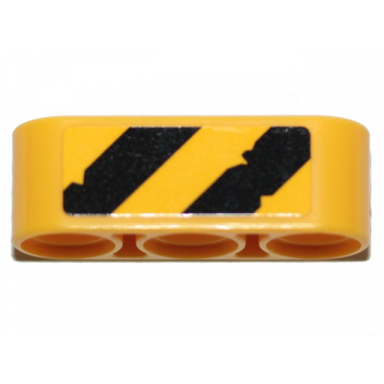yellow technic liftarm thick 1 x 3 with black and yellow diagonal stripes pattern on both sides stickers - set 70823