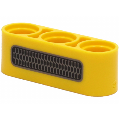 yellow technic liftarm thick 1 x 3 with silver and black grille pattern