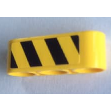 yellow technic liftarm thick 1 x 3 with black and yellow danger stripes pattern model left side sticker - set 8264