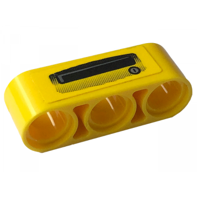 yellow technic liftarm thick 1 x 3 with keyhole and door handle pattern model left side sticker - set 42122