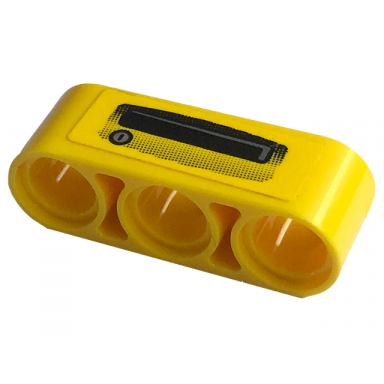 yellow technic liftarm thick 1 x 3 with keyhole and door handle pattern model right side sticker - set 42122