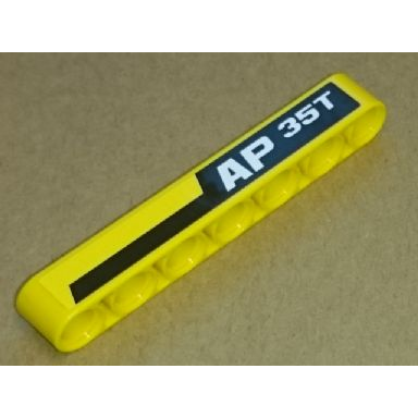 yellow technic liftarm thick 1 x 7 with ap 35t and black and yellow stripes pattern model left side sticker - set 8264