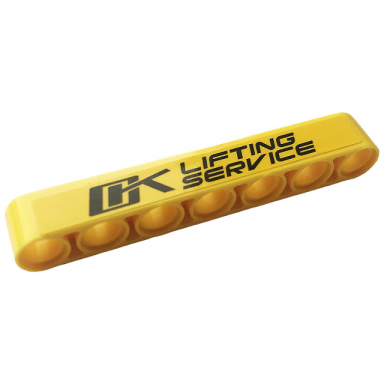 yellow technic liftarm thick 1 x 7 with black lifting service pattern sticker - set 42108