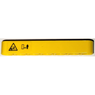 yellow technic liftarm thick 1 x 7 keep your distance and crush zone warning triangle signs pattern model right side sticker - set 42114