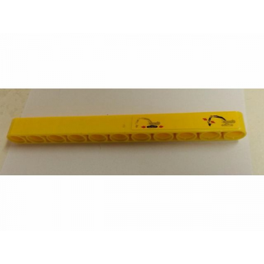 yellow technic liftarm thick 1 x 11 with excavator controls pattern sticker - set 8043