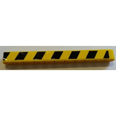 yellow technic liftarm thick 1 x 11 with black and yellow danger stripes pattern model left side sticker - set 8258