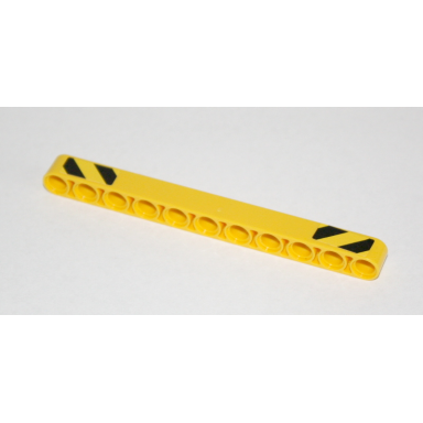 yellow technic liftarm thick 1 x 11 with black and yellow danger stripes pattern on ends stickers - set 42035