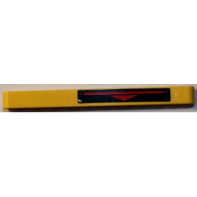 yellow technic liftarm thick 1 x 11 with red stripe and triangle pattern sticker - set 8364