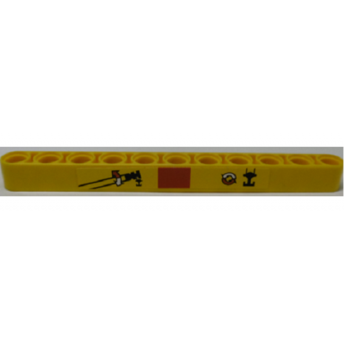yellow technic liftarm thick 1 x 11 with crane boom and hook operating instructions pattern sticker - set 42009
