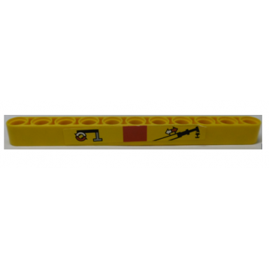 yellow technic liftarm thick 1 x 11 with crane boom and outrigger operating instructions pattern sticker - set 42009