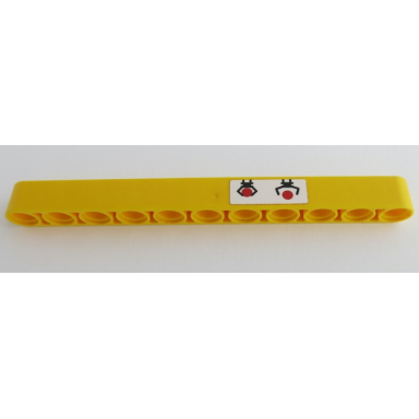 yellow technic liftarm thick 1 x 11 with black claws and red dots pattern sticker - set 42049