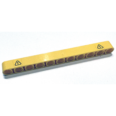 yellow technic liftarm thick 1 x 11 with exclamation mark in warning triangle pattern on both ends stickers - set 42097
