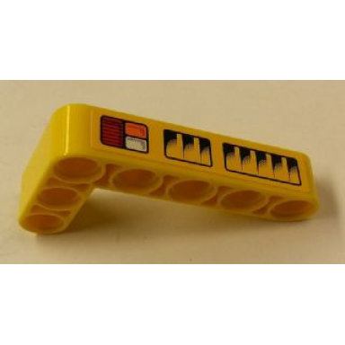 yellow technic liftarm modified bent thick l-shape 3 x 5 with taillights and air vents pattern model right side sticker - set 42006