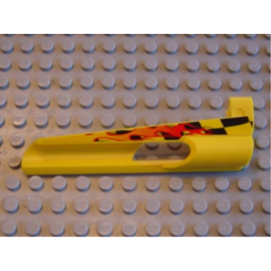 yellow technic panel fairing 7 small long large hole side a with flame and black checkered pattern sticker - set 8376