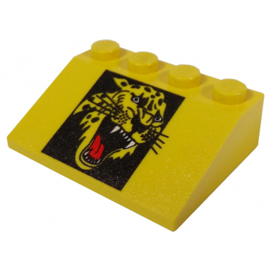 yellow slope 33 3 x 4 with roaring cheetah head on black background pattern
