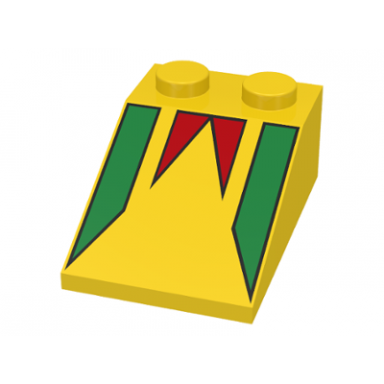 yellow slope 33 3 x 2 with green and red freestyle pennant pattern