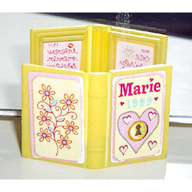 yellow minifigure utensil book 2 x 3 with marie 1999 heart and flowers diary pattern stickers - set 3142
