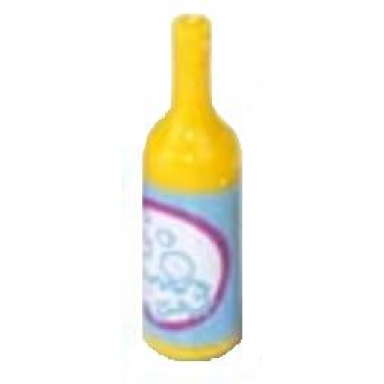 yellow scala accessories bottle wine with label with bubbles pattern sticker - set 5944
