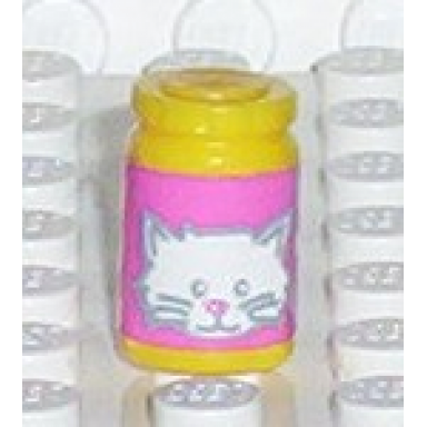 yellow scala accessories jar jam jelly pink label with white cat face pattern sticker - set 5944