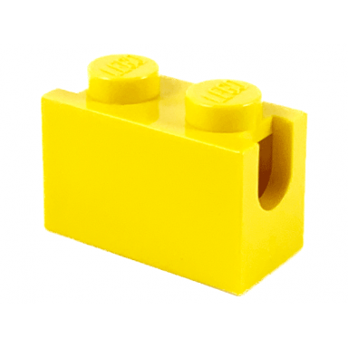 yellow brick modified 1 x 2 with digger bucket arm holder