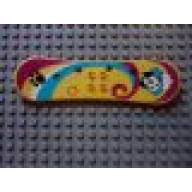 yellow scala utensil skateboard with arcs and paw prints pattern