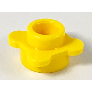 yellow plate round 1 x 1 with flower edge 4 knobs petals