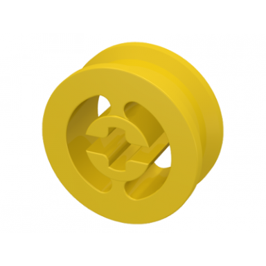 yellow wheel with split axle hole