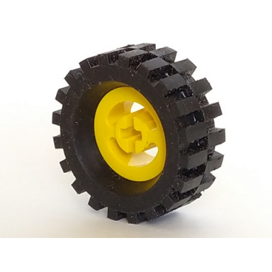 yellow wheel with split axle hole with black tire 30 x 10.5 offset tread 3482 2346