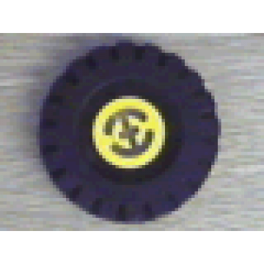 yellow wheel with split axle hole with black tire 17 x 43 3482 3634