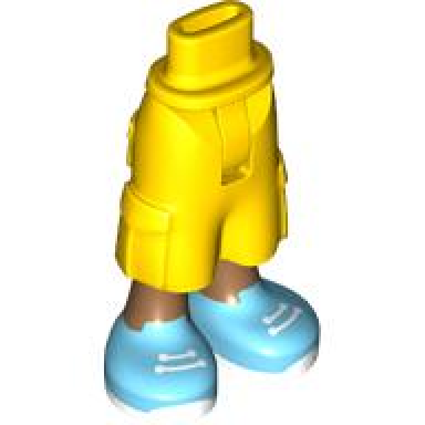 yellow mini doll hips and trousers cropped large pockets with molded medium nougat legs and printed medium azure shoes with white laces and soles pattern - thin hinge