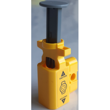yellow projectile launcher net shooter with dark bluish gray firing pin with caution and triangles on yellow background pattern on both sides stickers - set 60172