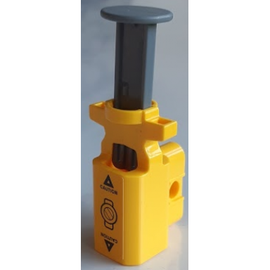 yellow projectile launcher net shooter with dark bluish gray firing pin with caution and triangles on yellow background pattern sticker - set 60173 60175