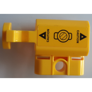 yellow projectile launcher part net shooter canister with caution and triangles on yellow background pattern on both sides stickers - set 60172