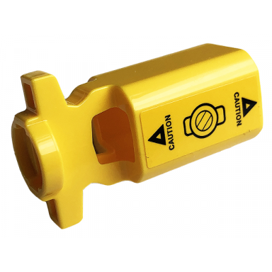 yellow projectile launcher part net shooter canister with caution and triangles on yellow background pattern sticker - sets 60173 60175