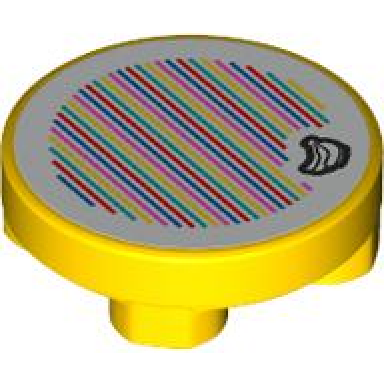 yellow tile round 2 x 2 inverted with super mario scanner code bananas pattern sticker - sets 71424 71425