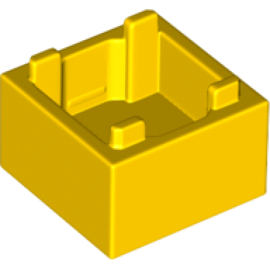 yellow container box 2 x 2 x 1 - top opening with flat inner bottom