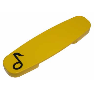 yellow duplo train action brick with black music note pattern