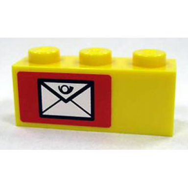 yellow brick 1 x 3 with mail envelope pattern left sticker - set 7732