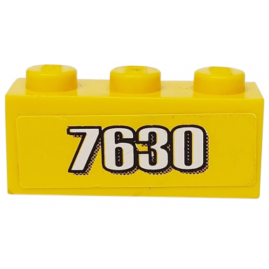 yellow brick 1 x 3 with white 7630 pattern sticker - set 7630