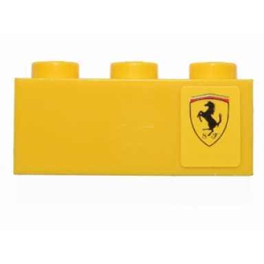 yellow brick 1 x 3 with ferrari logo pattern right side model sticker - set 30194