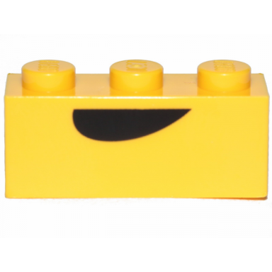 yellow brick 1 x 3 with black curved semicircle pattern banarnar mouth