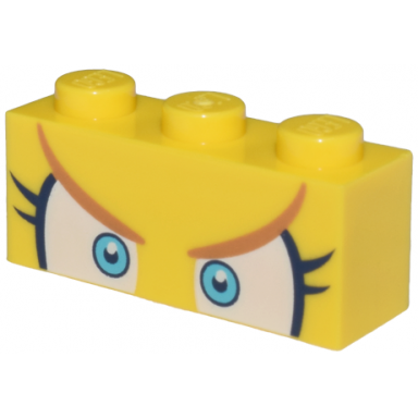 yellow brick 1 x 3 with angry medium azure and white eyes medium nougat eyebrows dark blue eyelashes pattern super mario wendy upper face