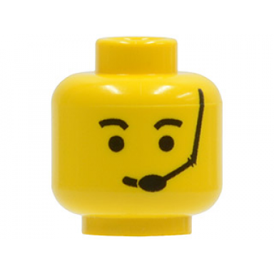 yellow minifigure head male eyebrows and headset pattern