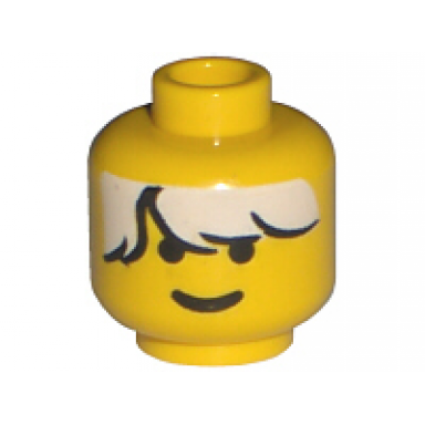yellow minifigure head male white bangs messy hair pattern