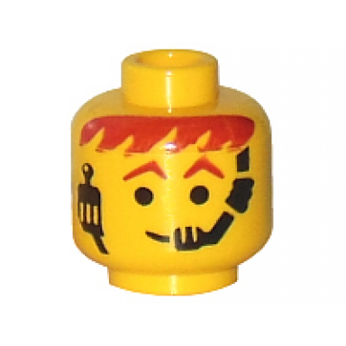 yellow minifigure head male headset over smile red-brown hair eyebrows pattern
