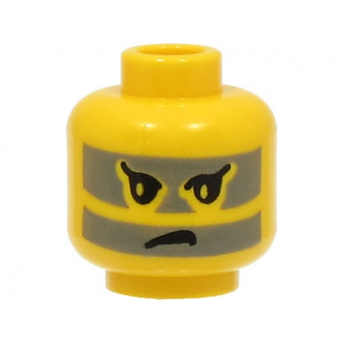 yellow minifigure head black eyebrows dark gray face paint stripes angry frown pattern