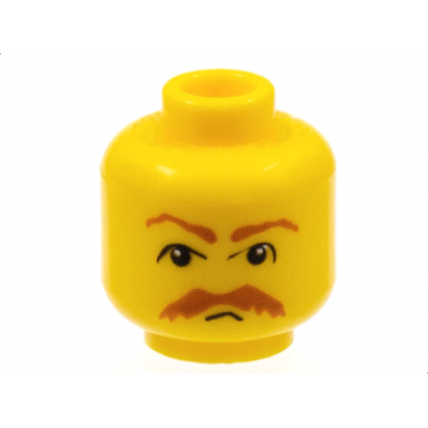 yellow minifigure head moustache hp brown bushy moustache and eyebrows pattern