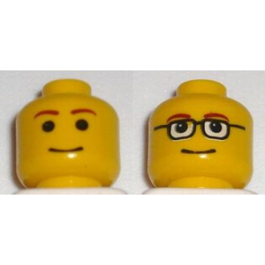 yellow minifigure head dual sided brown eyebrows no glasses glasses pattern